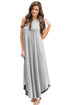 Sexy Light Gray Sexy Chic Sleeveless Asymmetric Trim Maxi Dress